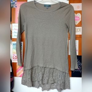 NWOT Gray Saks Fifth Avenue thermal lace tunic top size S/P
